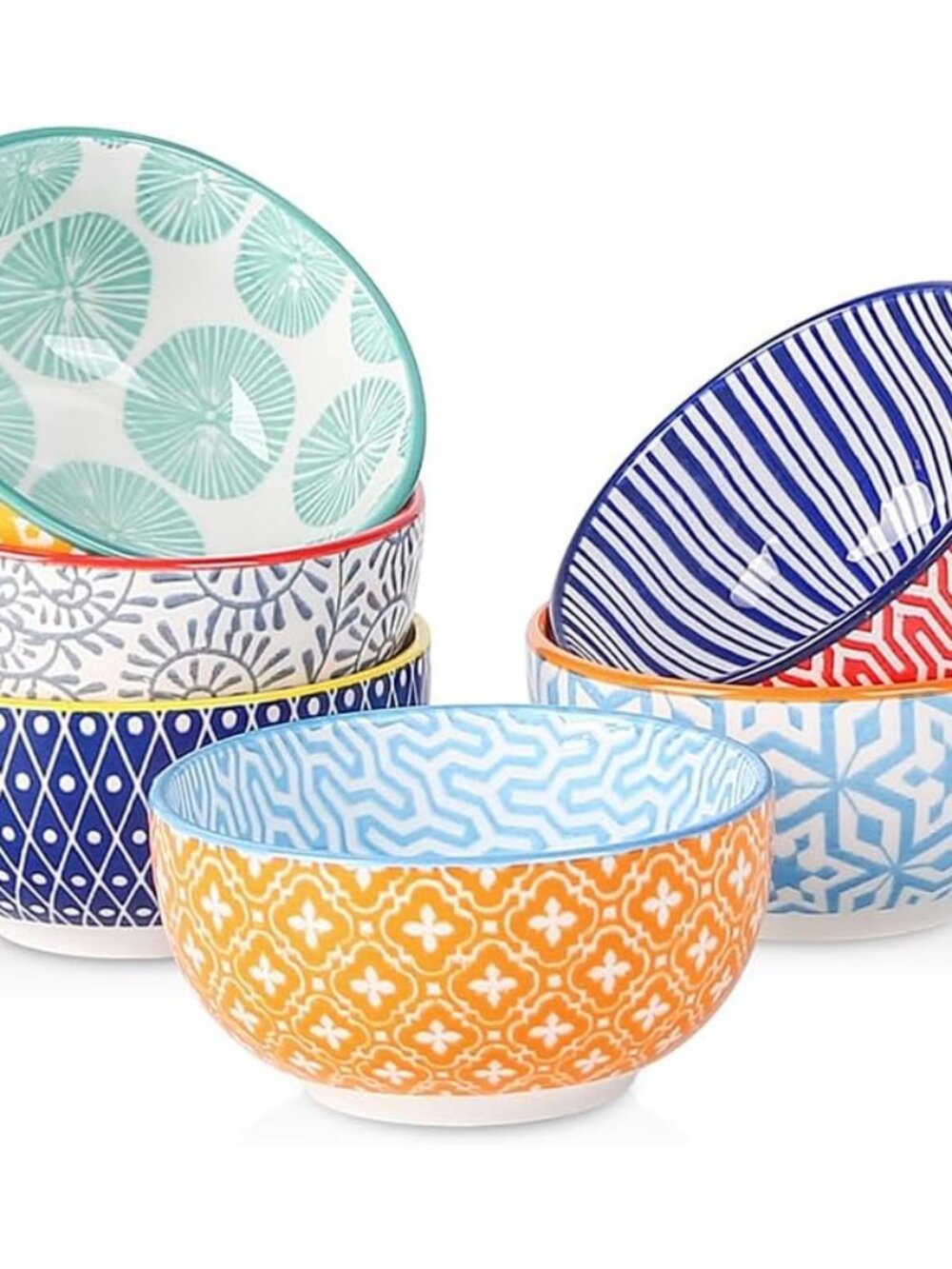 Ceramic 4 OZ Dipping Bowls Set of 6, Assorted Colors